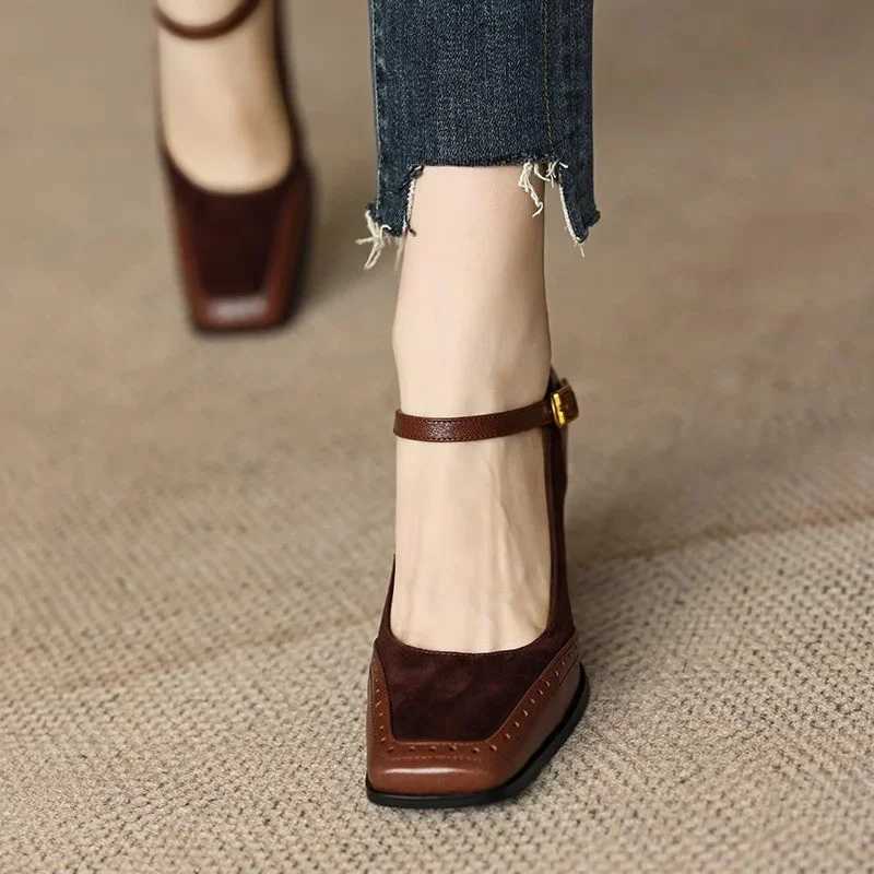 Spring and Summer Fashion New Square Toe Solid Color Sexy Buckle Womens Casual Sandals Comfortable High Heels Zapatos De MujerLX241014