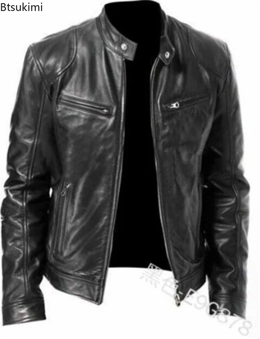 2024 Leather Motorcycle Jacket Men Slim Short-Coat Collar PU Jackets Autumn Winter Windproof Leather Coat Blazer Men Blazers 5XL 241007