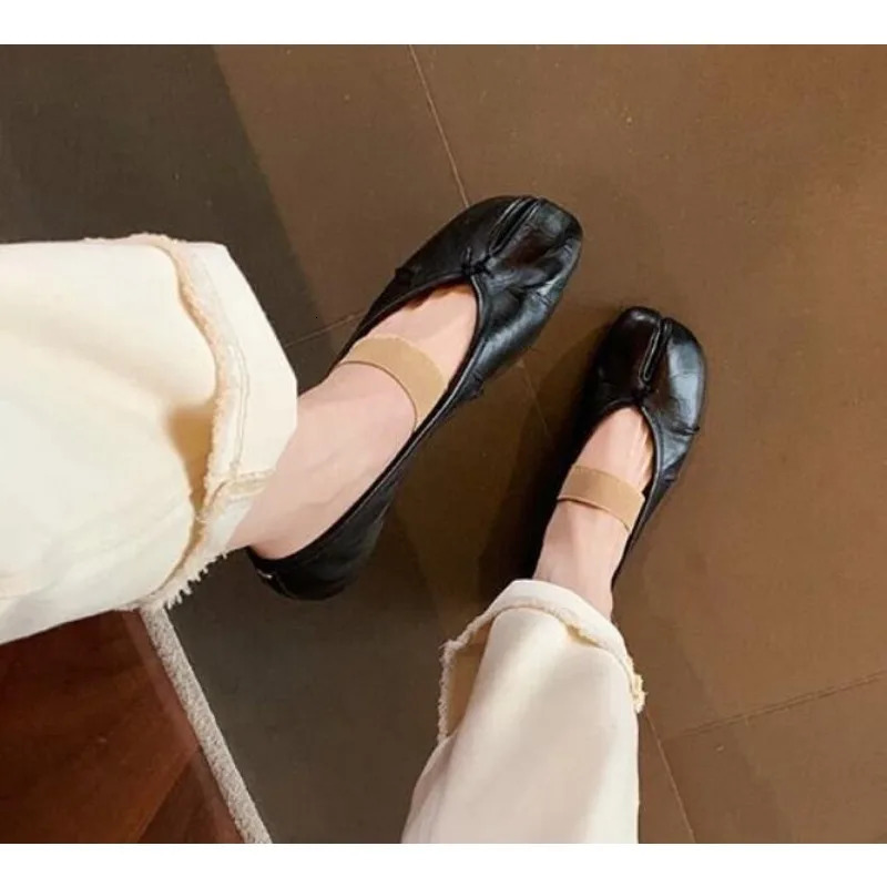 Retro Round Split Toe Flat Shoes Women Casual Loafer Moccasin Fashion Tabi Ninja Mary Jane Soft Sole Female Ballerina Muj 2978