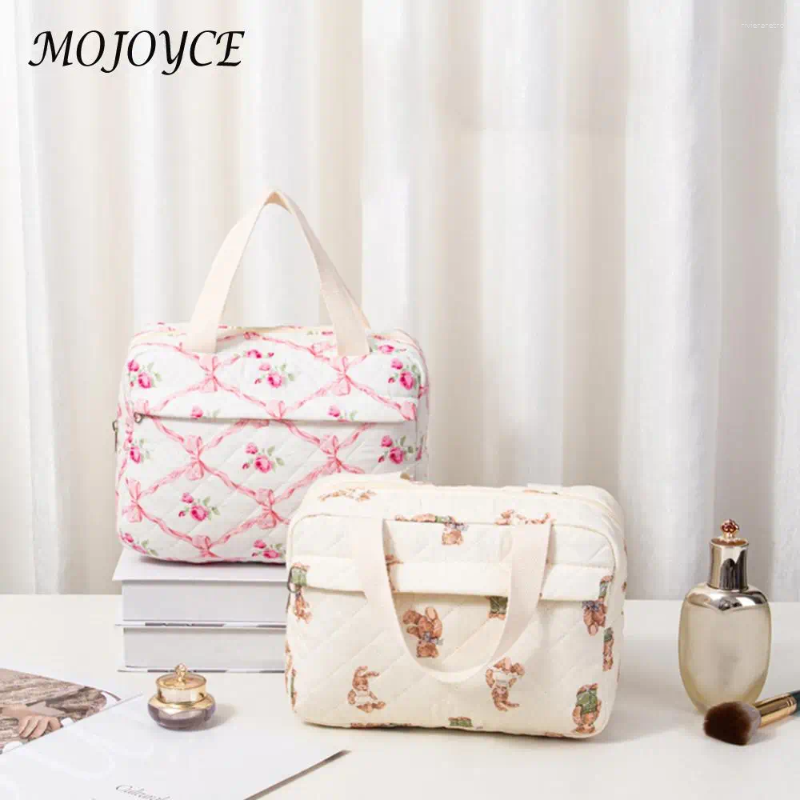 ral Cosmetic Bags - Quilted Cotton Makeup Bag Travel, Zippered Toiletry Organizer for Women