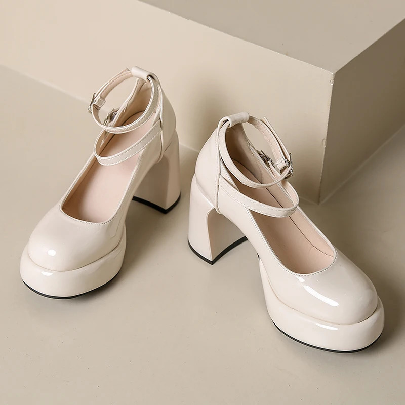 2025 new High Heels Marie Janes Women Shallow Elegant Dress Shoes Fashion Pumps Party atos Female Chunky 241014
