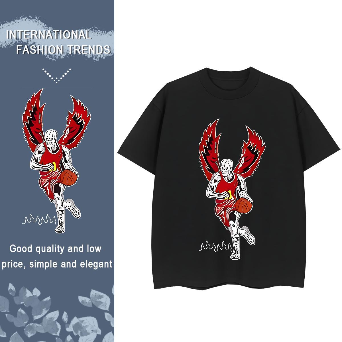 New T-Shirts for Women 230g 100% Cotton Breathable Short Sleeve High Street Hip Hop wing Lady T shirt Wholesale DIY Logo Tees Shirts