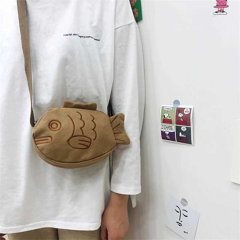 Cartoon cute Japanese Taiyaki fashion backpack womens messenger bag shoulder bag coin wallet womens cross body bag M241014
