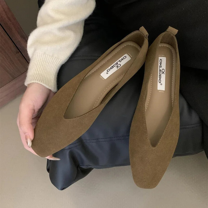 Autumn Women Flat Square Head Shallow Slip on Ladies Casual Soft Leather Elegant Ballet Mary Jane Shoes 241014