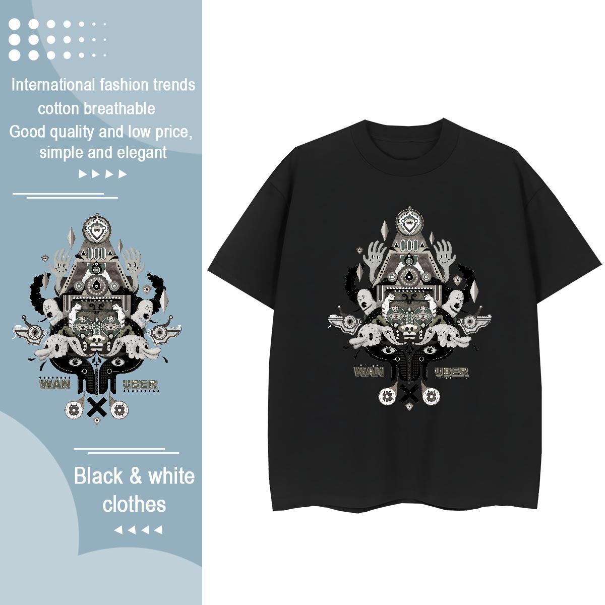 DIY Women T Shirts 230g Pure Cotton O Neck Short Sleeves Casual Sport eye of the devil Womens Tshirts Loose fit DIY Anime Wear