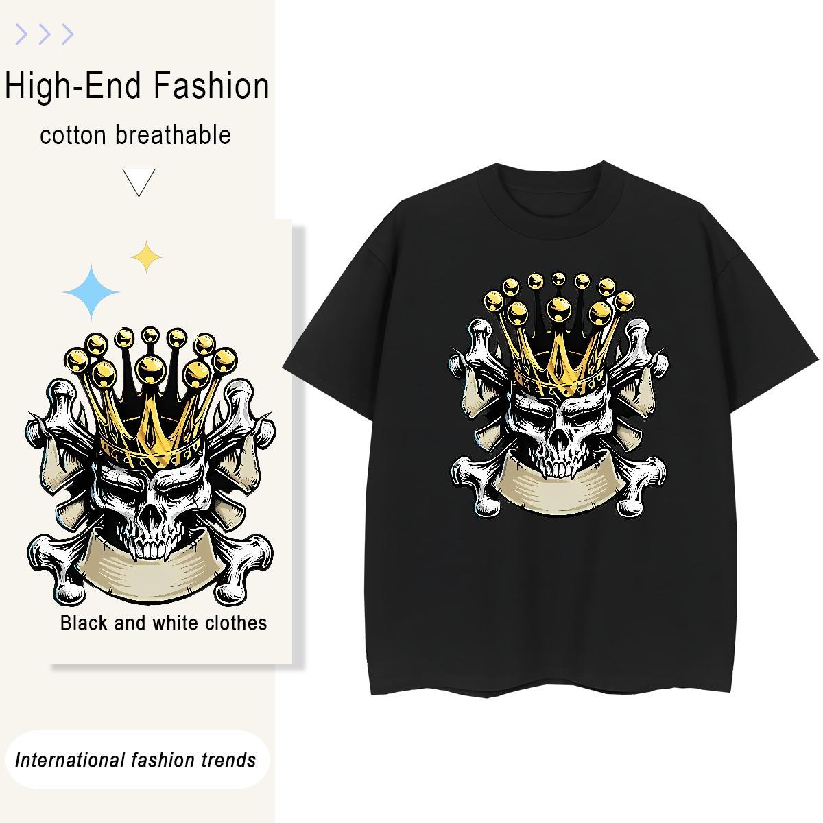 Factory Direct T-Shirts for Women 230g 100% Cotton Breathable Crew Neck Spring Summer crown Couples T Shirts 5A Custom Cartoon Tops Shirt