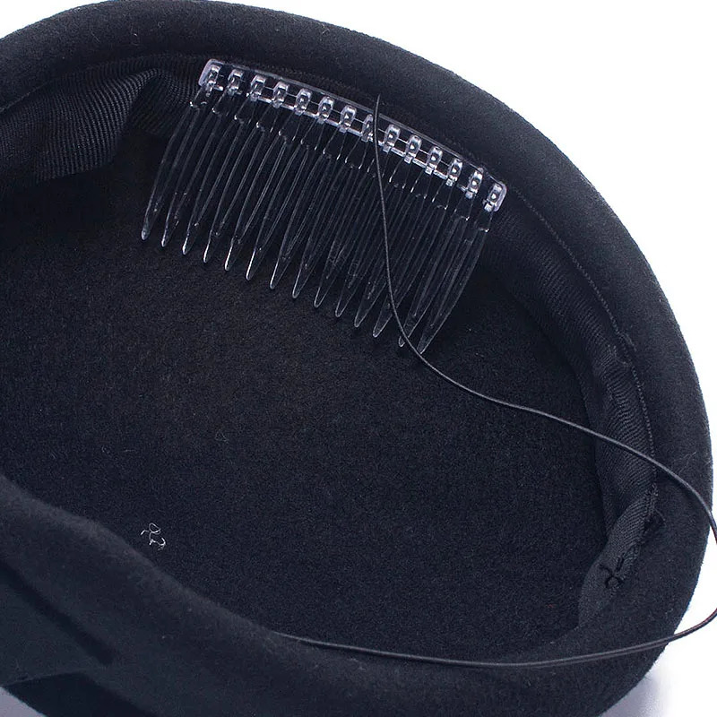 Women French Style Beret Wool Felt Hat Bow Dressy Fedora Hat Winter Pillbox Hat Dressy Hats Wedding Bridal Occasion Church Hat 241014