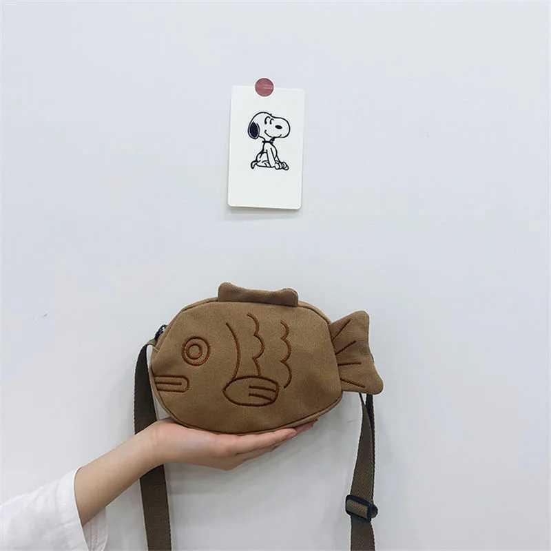 Cartoon cute Japanese Taiyaki fashion backpack womens messenger bag shoulder bag coin wallet womens cross body bag M241014