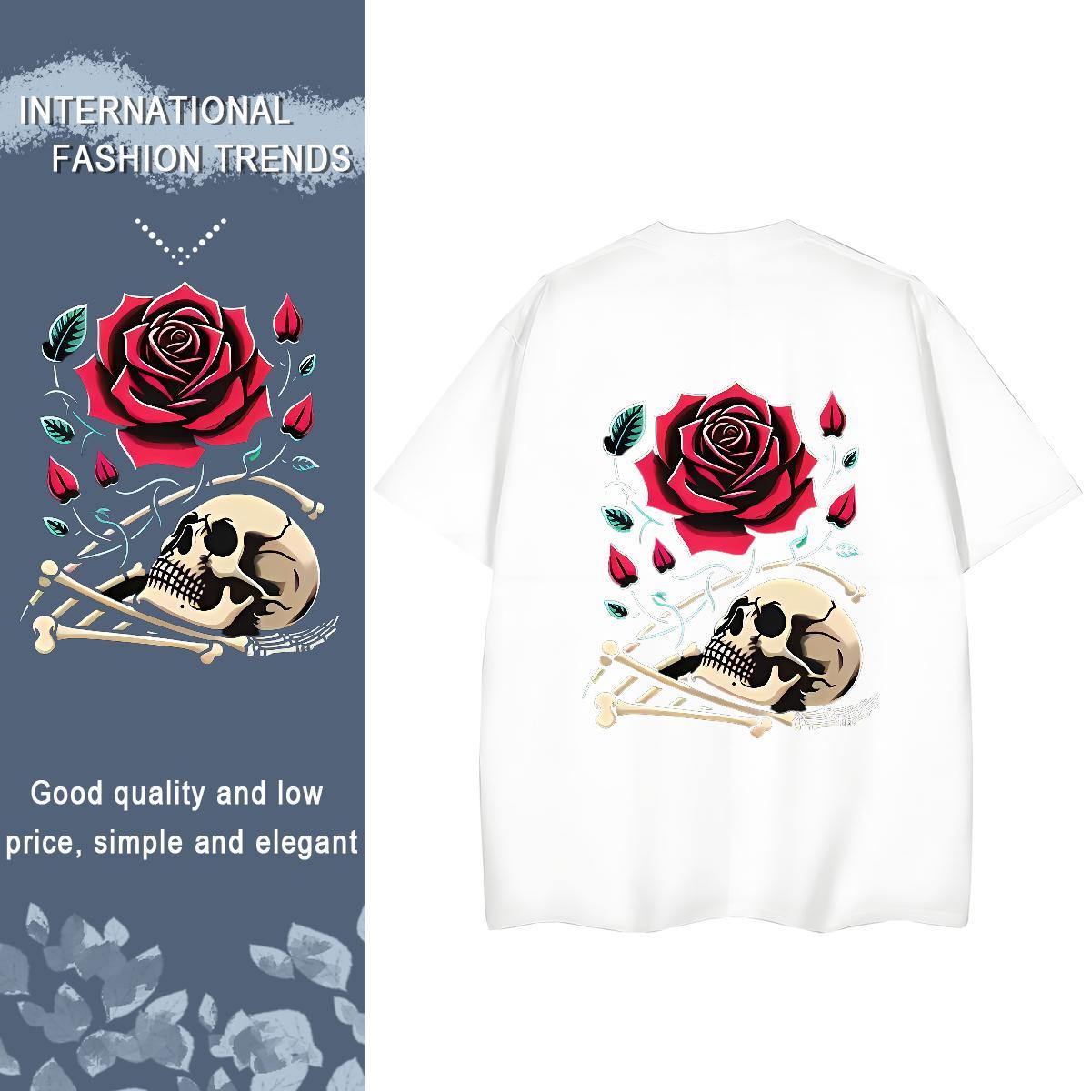 Custom Women T Shirts 100% Cotton 230g Round Neck Short Sleeve Casual skull Woman Tshirt Loose fit Anime Oversized Wear