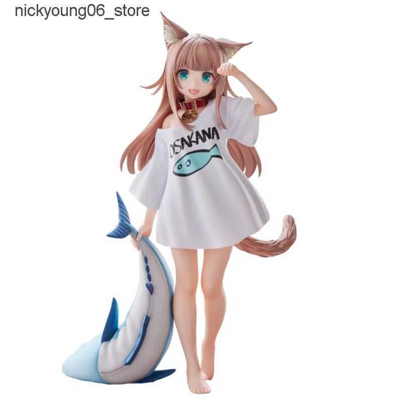 Action Toy Figures 19CM Anime Figure My Cat Is A Cute Girl Sexy White Shirt Standing Good Morning Model Doll PVC Gift Collection Action Toy L240910