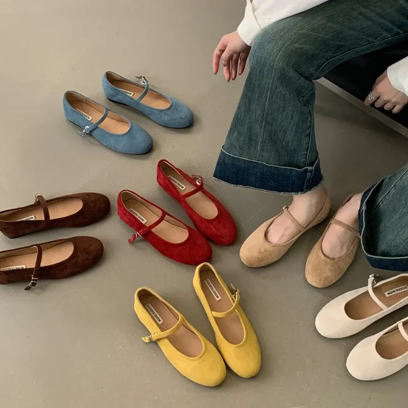 Autumn Women Fashion Round Toe Slip on Ladies Elegant New Mary Jane Soft Flat Heel Ballerinas Shoes 241014