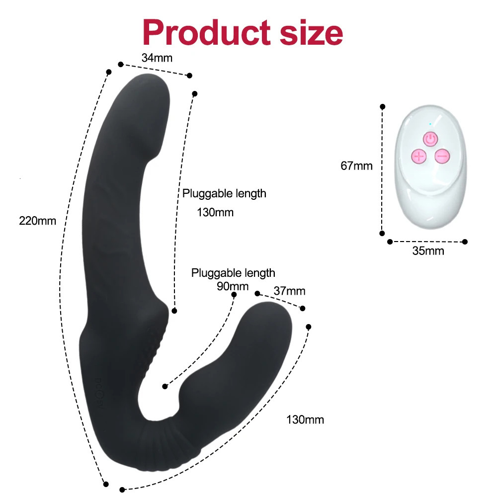 10 Speeds Strapless Strapon Dildo Vibrator Female Double Vibrating G Spot Adult Sex Toys For Women Couple Anal Prostate Massager 241014