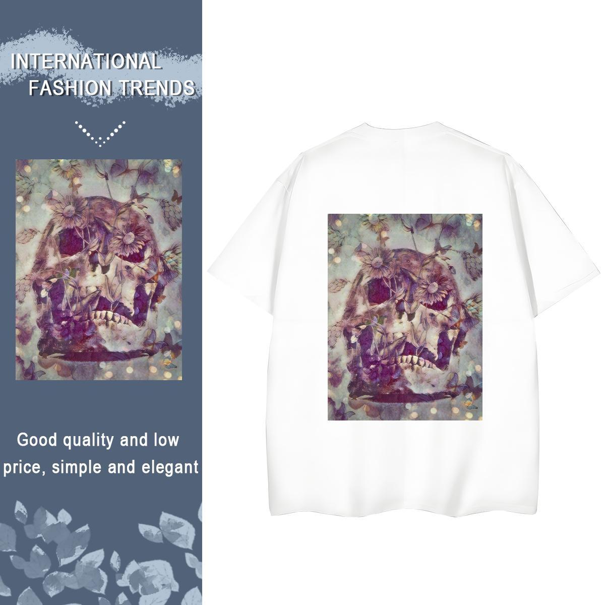 2024 Designer Womens T Shirts 230g 100% Cotton Round Neck Short Sleeve Street skull Unisex Tshirts Nice Cartoon Print Clothings
