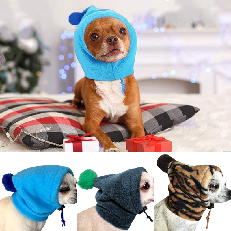 Drawstring Adjustable Hat Winter Leisure Dog Hat Solid Color Small Pet Hat Christmas Cosplay Accessories