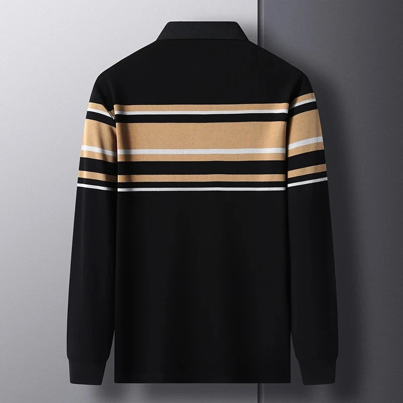 High end striped eternal sleep exotic spider embroidery polo shirt autumn fashion lapel T-shirt mens casual top 240930