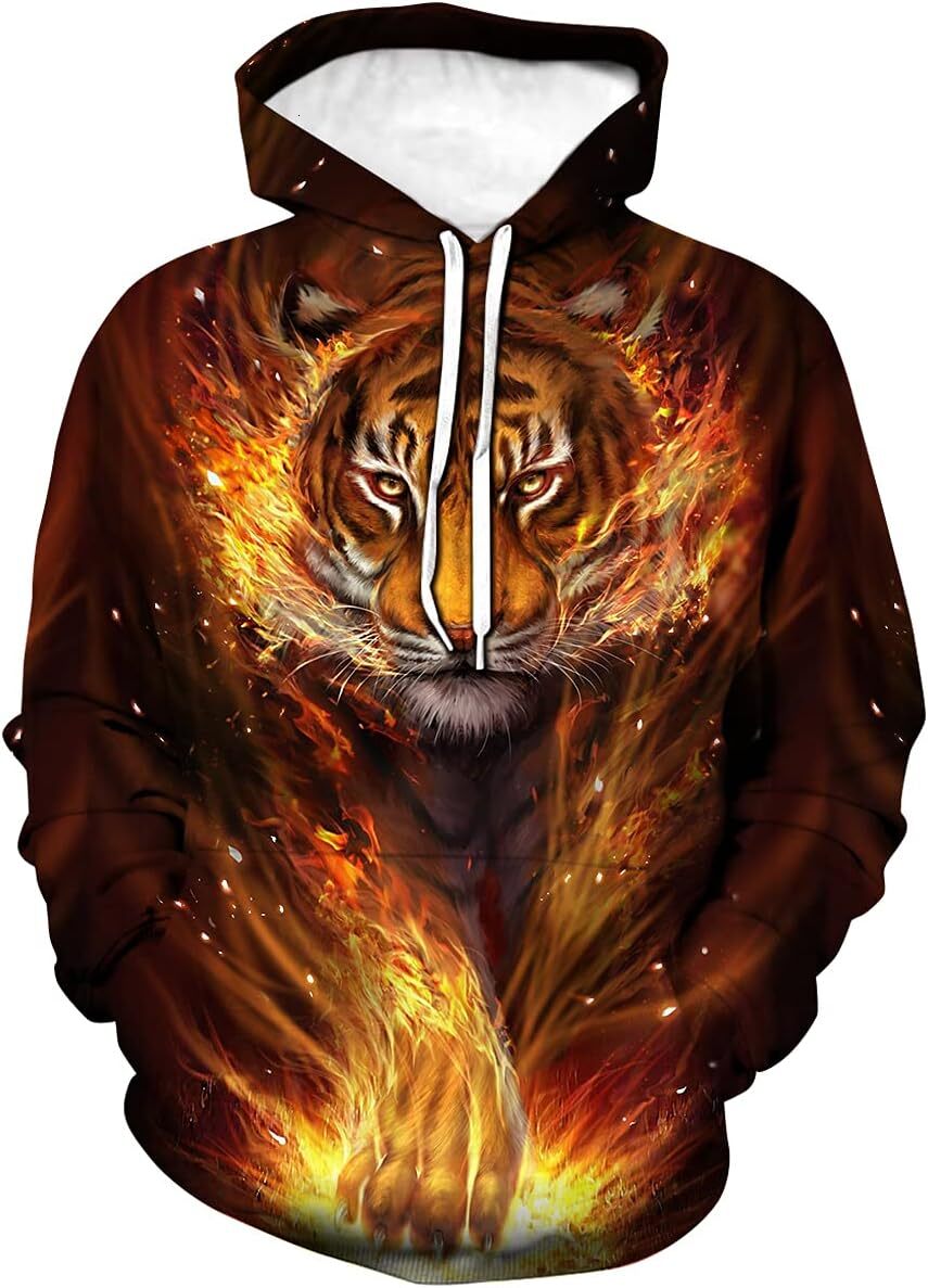 Hoodie for Mens Womens Unisex Mens 3D Printed Novelty Pattern Hoodies Tiger Hoodie Pullover Sweatshirt Graphic Trendy Fashion