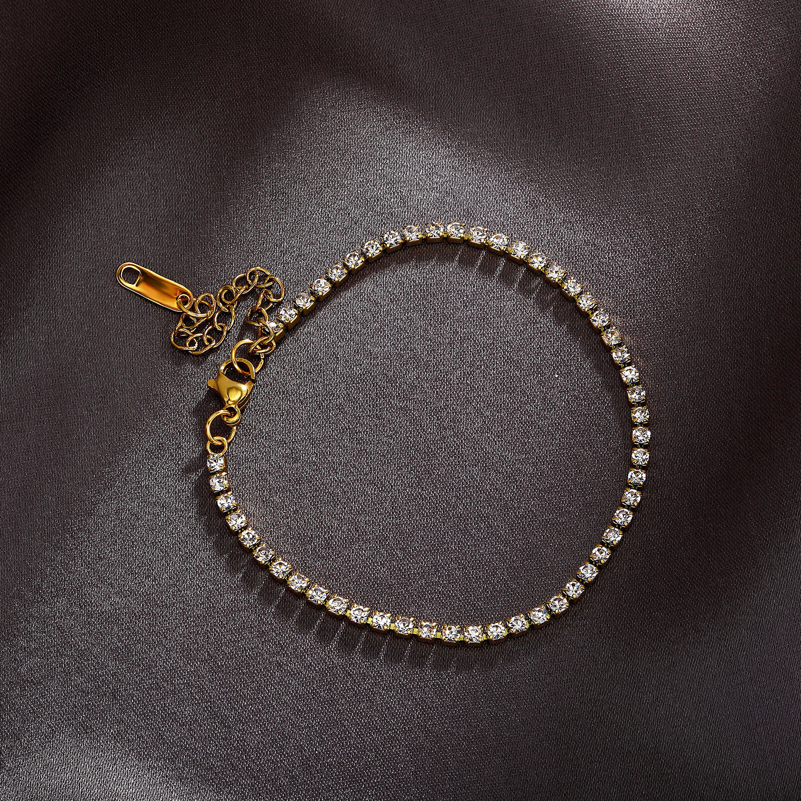 2MM Stainless Steel Prong Tennis Chain Bracelet 7 Inches 18k Gold Plated Hip Hop Sparkly Women Chains Bracelets Wrist Jewelry For Women Bijoux Gifts