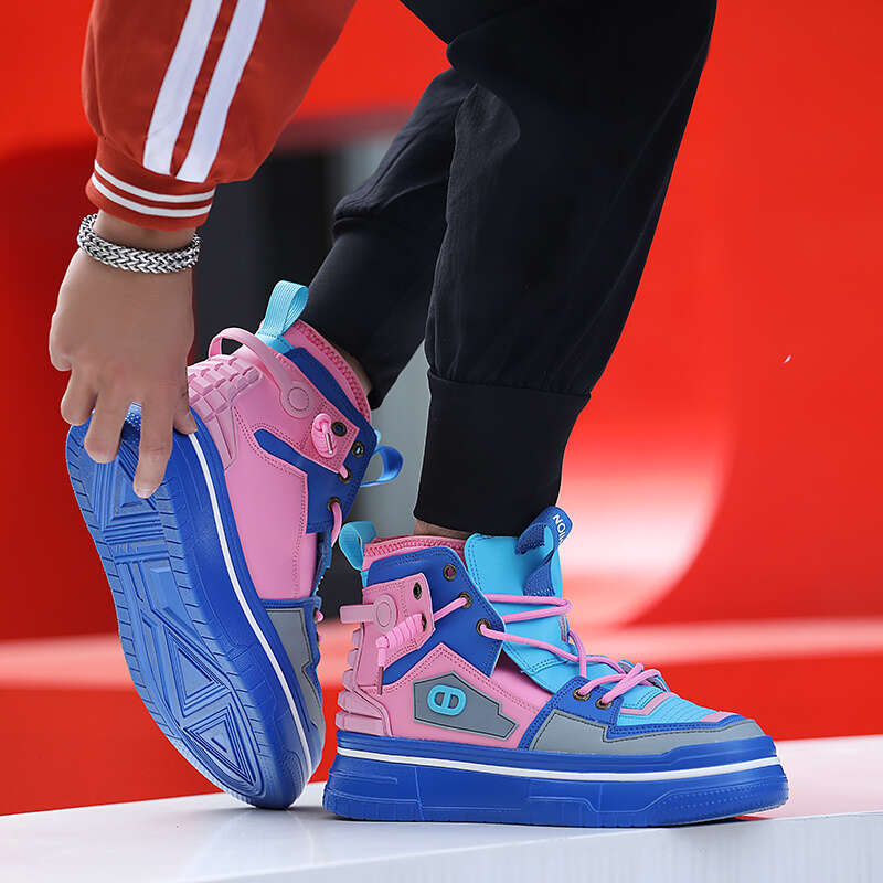 INS Style Purple Men's Skateboard Streetwear High Top Platform Sneakers Fashion Lace-up Outdoor Men Skate Board Shoes