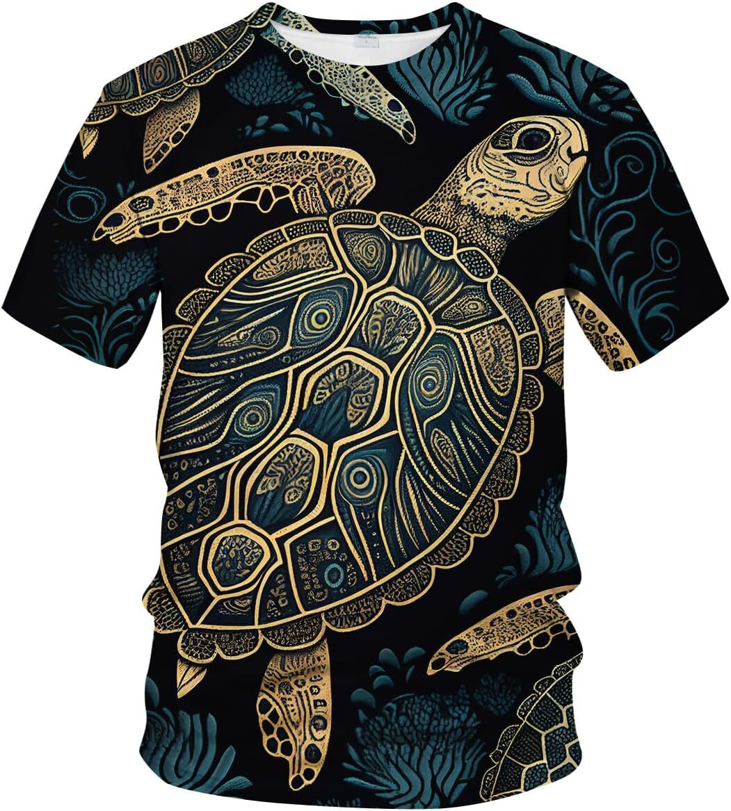 Mens T shirt Save The Turtles Watercolor Marine Wildlife Lover T-Shirt Turtle Beach Cool Pattern Short Sleeve graphic tee Casual tops summer clothesTr