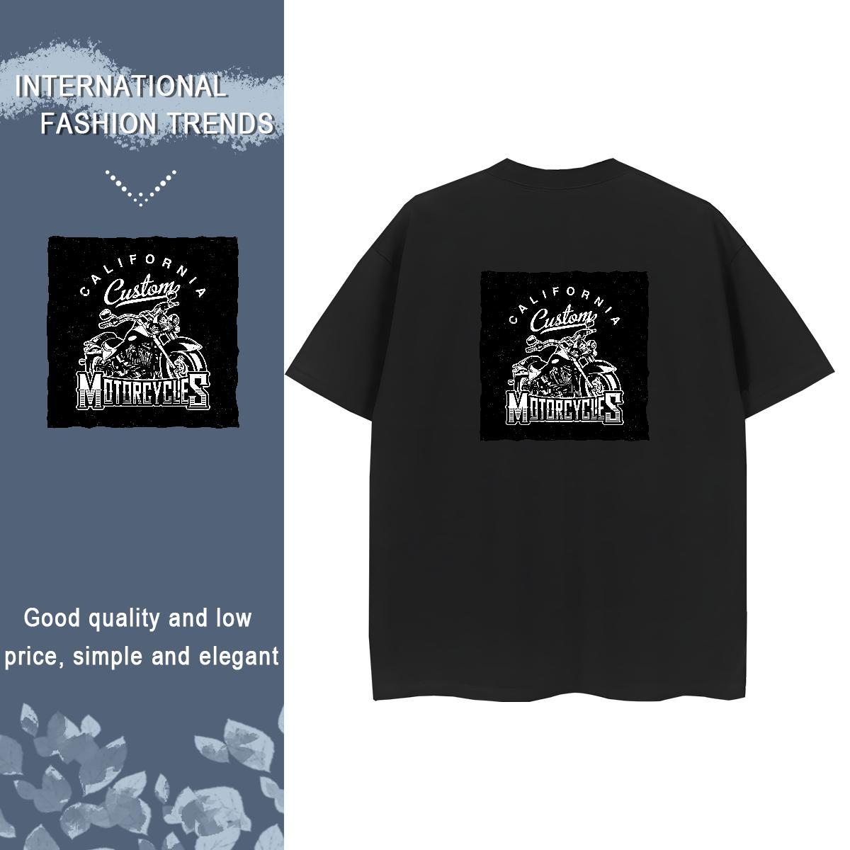 2024 DIY T Shirt For Woman 230g 100% Cotton Short Sleeve O-Neck Daily Wear Motorcycle Tshirt for Man Woman Loose fit Skull Tops Shirt