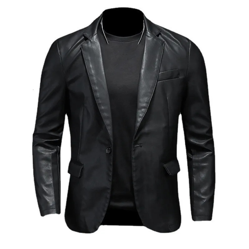 Mens Slim Fit Leather Jackets PU Casual Motorcycle Coats Turn Down Collar Black Moto Biker Leather Suede Outerwear Men 5XL 241007