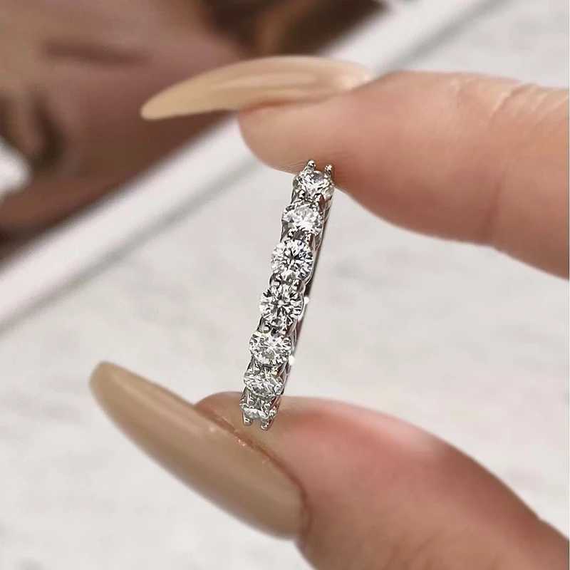 GRA Real Moissanite Rings 925 Sterling Silver Diamond Eternity Band Engagement Wedding Rings for Women New in Fine Jewelry