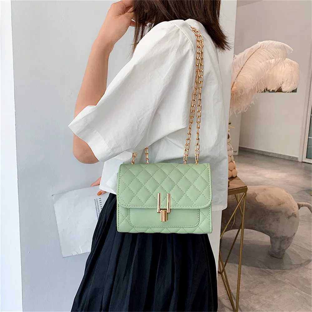 Fashion Summer Womens Shoulder Bag Korean Edition Pu Leather Texture Chain Diamond Handbag Messenger Bag Cross Body Phone Bag M241014