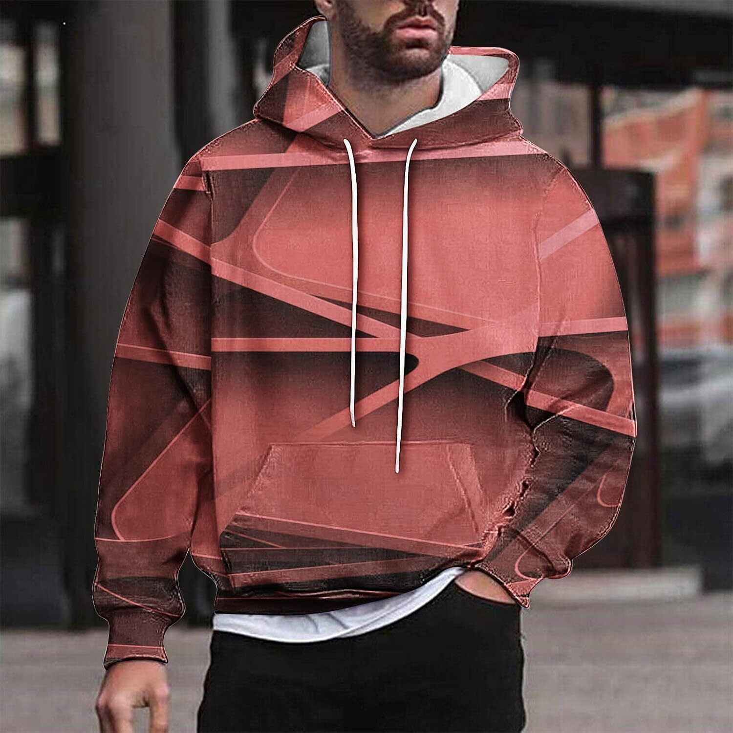 Hoodie for Mens Womens Hoodies for Men Graphic, Fashion 3D Printing Long Sleeve Pullover Tops Streetwear Fall Clothes Graphic Trendy Fashion