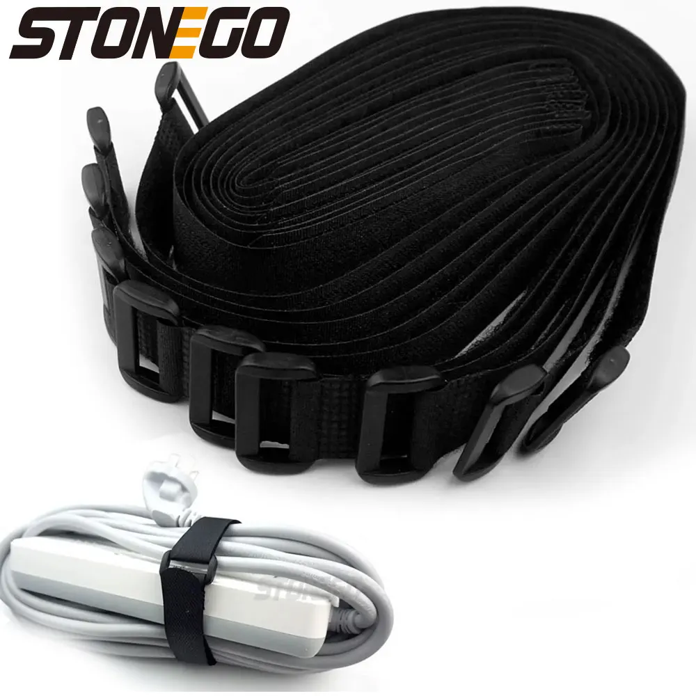 STONEGO 50cm Reusable Fastening Cable Organizer Cable Ties Set Includes Adjustable Multi-Purpose Hook and Loop Nylon Strap Ties
