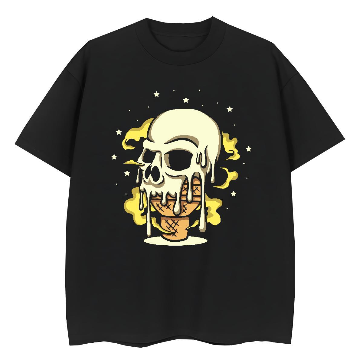 2024 DIY T shirt 100% Cotton 230g Breathable Crew Neck Outdoor skull Women Tshirts Brand DIY Printed Clothings