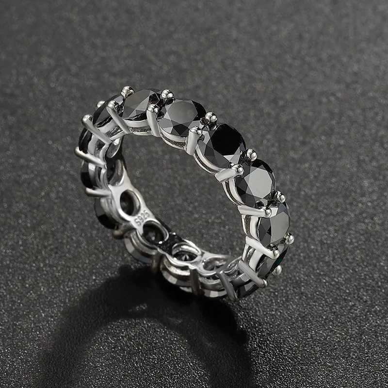 Full Black Men and Womens Moissanite Diamond Rings Original 925 Sterling Silver Jewelry D Color Unisex Moissanite Rings Gift