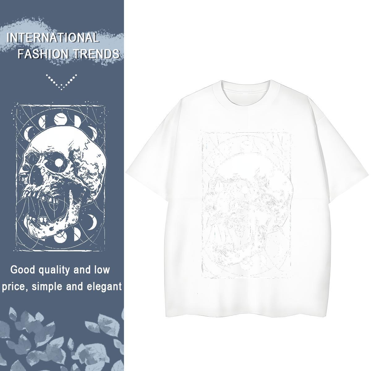 DIY Woman T Shirts 230g Pure Cotton Short Sleeve O-Neck Summer Casual skull Women Tees Female Cartoon Anime Tshirts