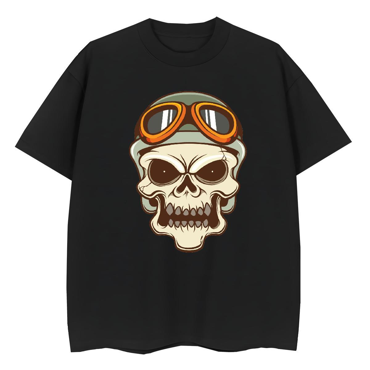 New T-Shirts for Women 230g 100% Cotton Short Sleeve O-Neck Hip Hop Street skull Womens Tshirts Soft Cartoon Print Tops