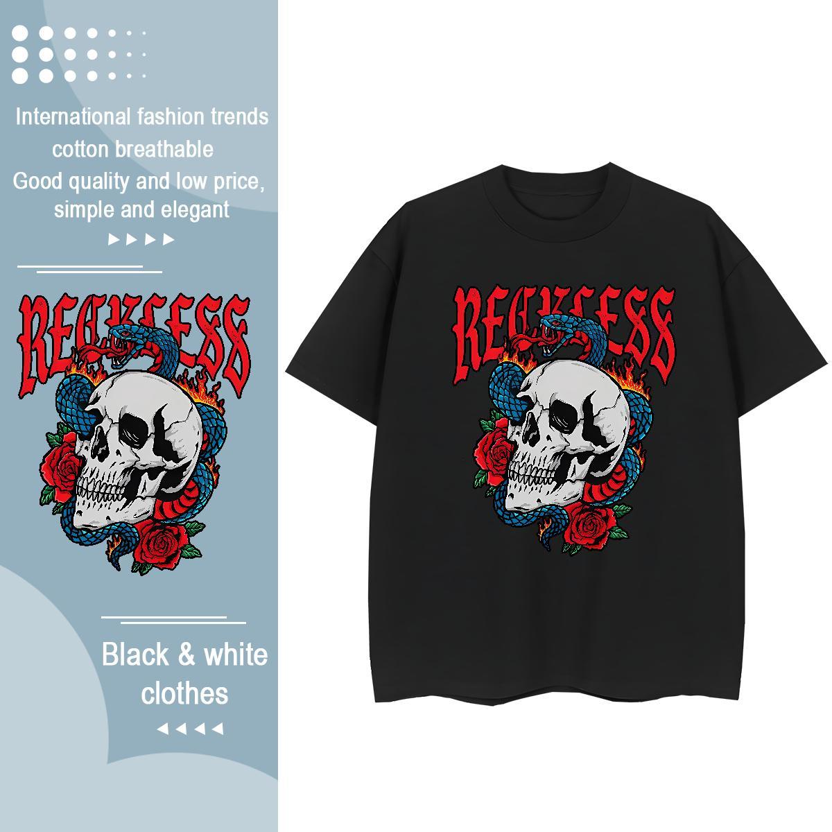 Stylist Women T Shirts 100% Cotton 230g Crew Neck Breathable Casual Beach skull Women Tshirts Wholesale Anime Tops Tees