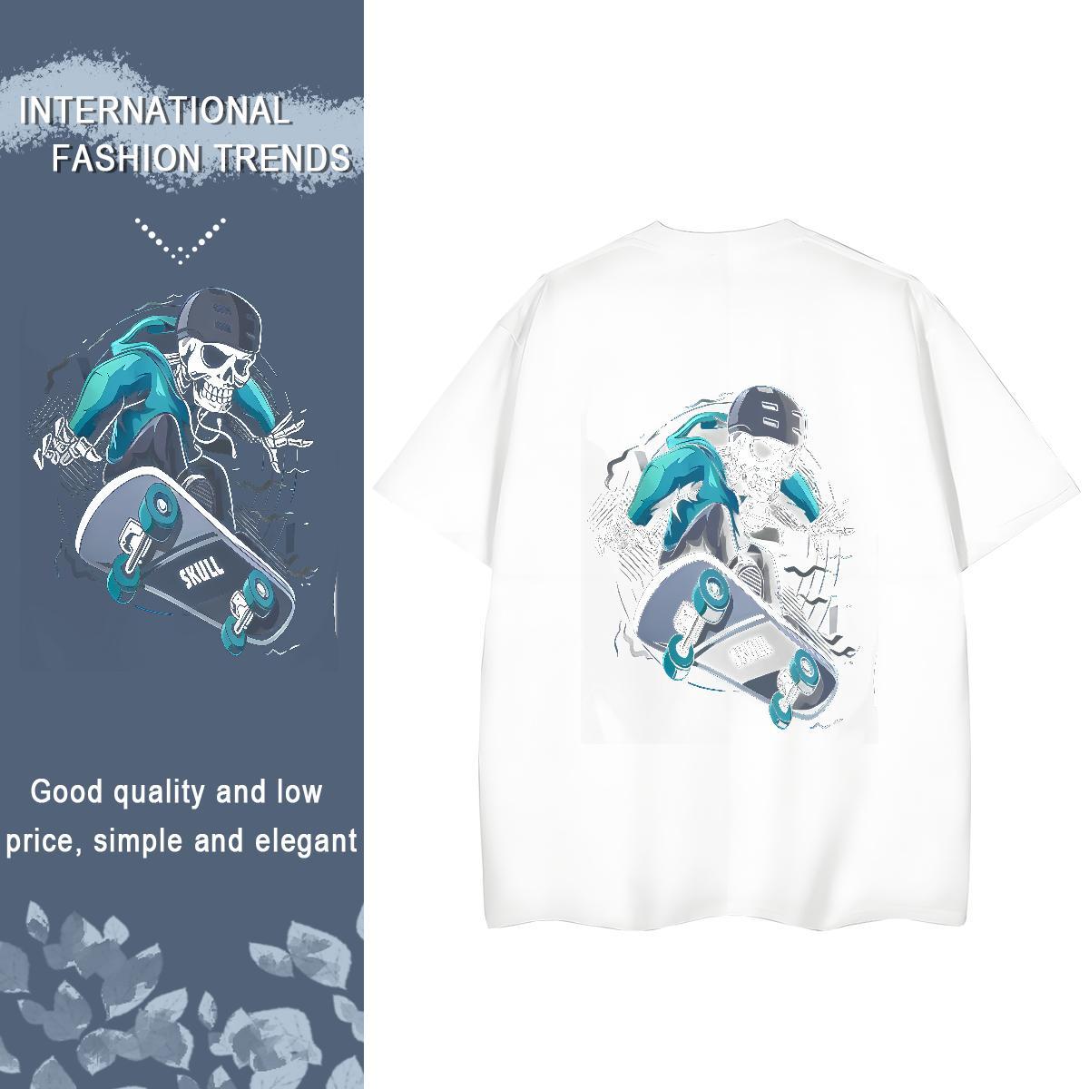 Fashion Casual Women T Shirts 230g 100% Cotton Breathable Crew Neck Street skull Tshirt for Man Woman Unisex Anime Tee Shirt