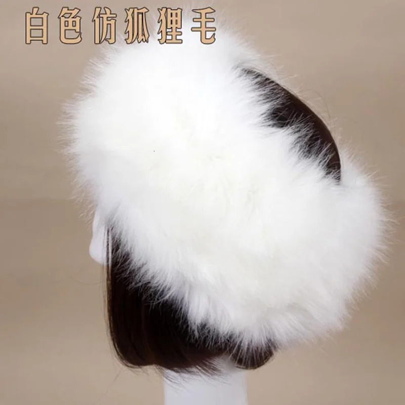 3 pieces/set womens winter faux fox fur headband hat cuffs fashionable and warm womens wristband gloves faux fur hat Russian style 241014