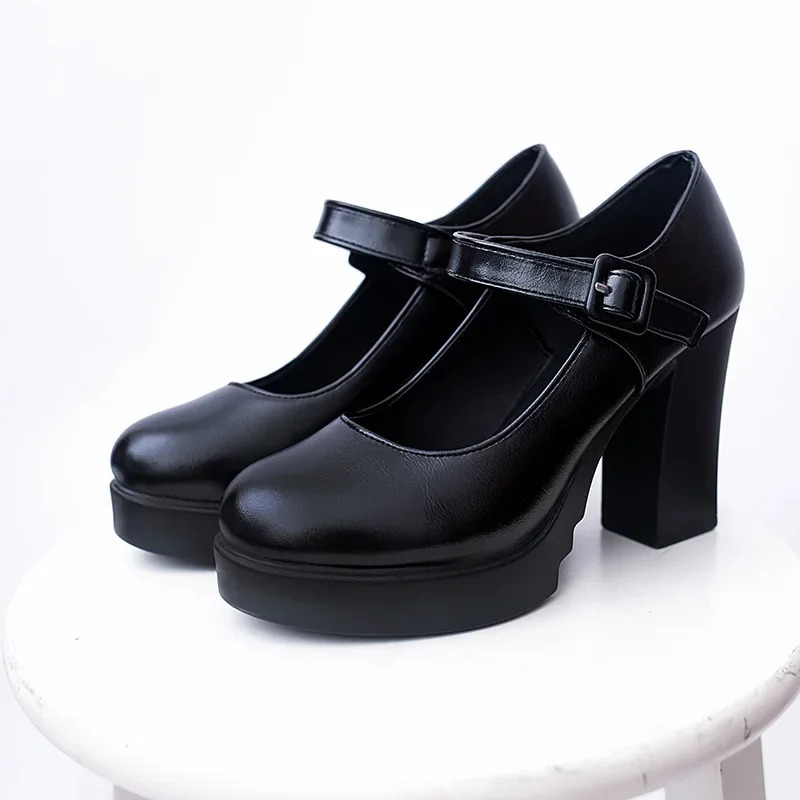 Shoes Mary Janes Womens High Fashion Buckle Strap New Dress Pumps Round Toe Heels Women 241014