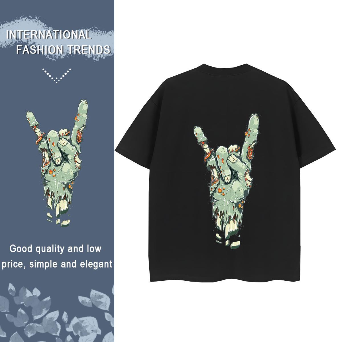 DIY T shirt 230g Cotton Breathable Casual hands Couples T Shirts High quality Anime Print Tops Shirt