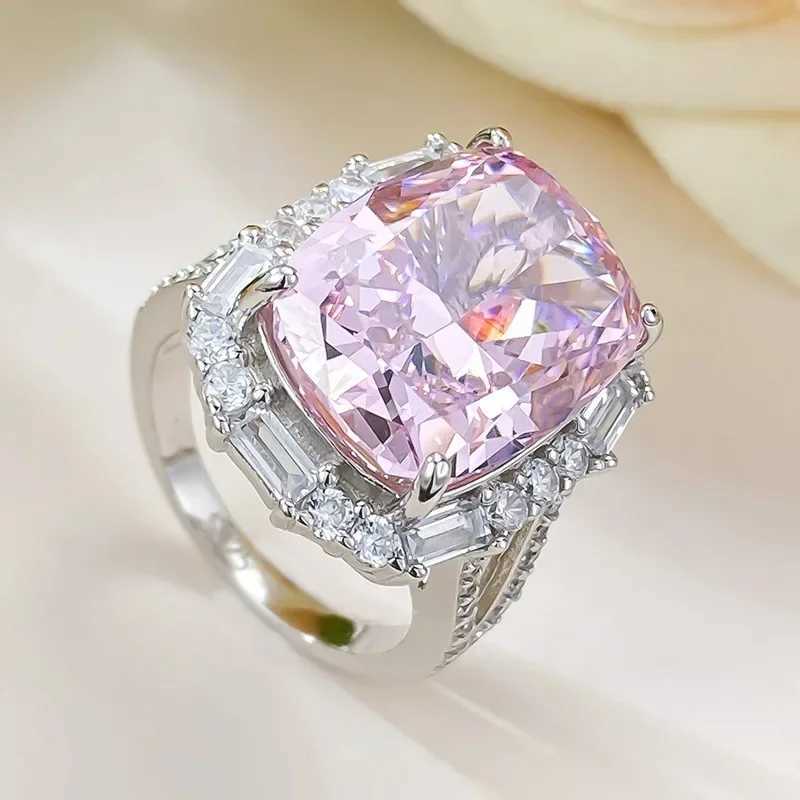 Luxury 8ct Pink Moissanite Diamond Ring 100% Real 925 Sterling Silver Party Wedding Band Rings for Women Men Engagement Jewelry