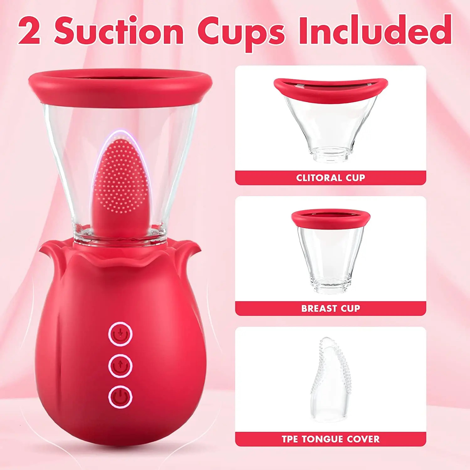 LICKLIP Rose Vibrators with Suction Cups Nipple Sucking Sex Toys for Woman G-Spot Tongue Licking Clitoris Stimulator Adult Gift 241014