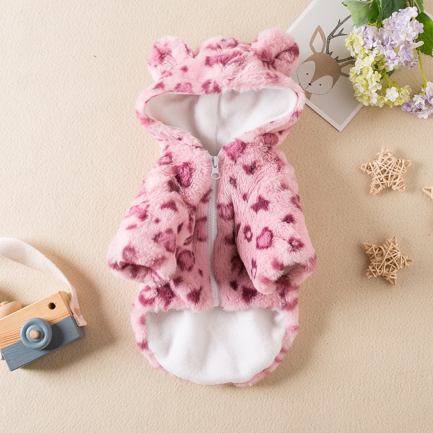 Apparel Winter Pet Clothes Warm Fleece Hoodie Leopard Dog Coat Jacket French Bulldog Clothing for Small Dogs Pets Costumes