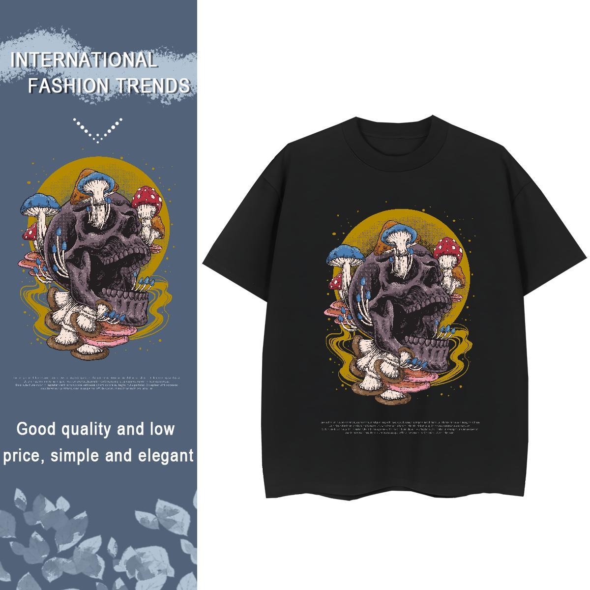 Custom T-Shirts 230g Cotton Breathable Crew Neck Home Outdoor skull Woman Tshirt Popular White Plus Size Top Tees