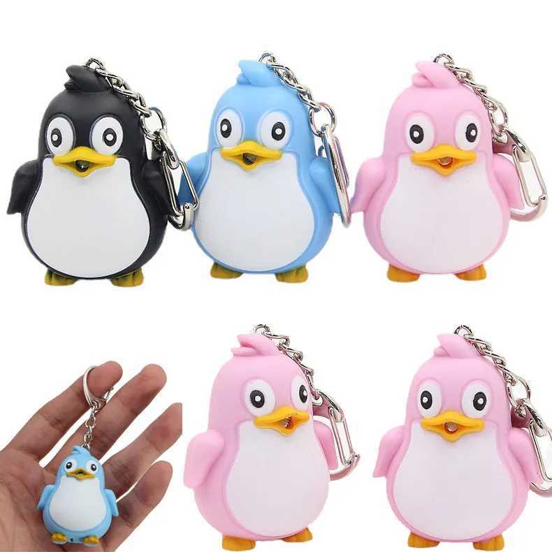 Cute Penguin Keyring LED Flashlight with Sound Light Keyring Childrens Toy Fun Animal Keyholder Fashionable Keychain Y241014