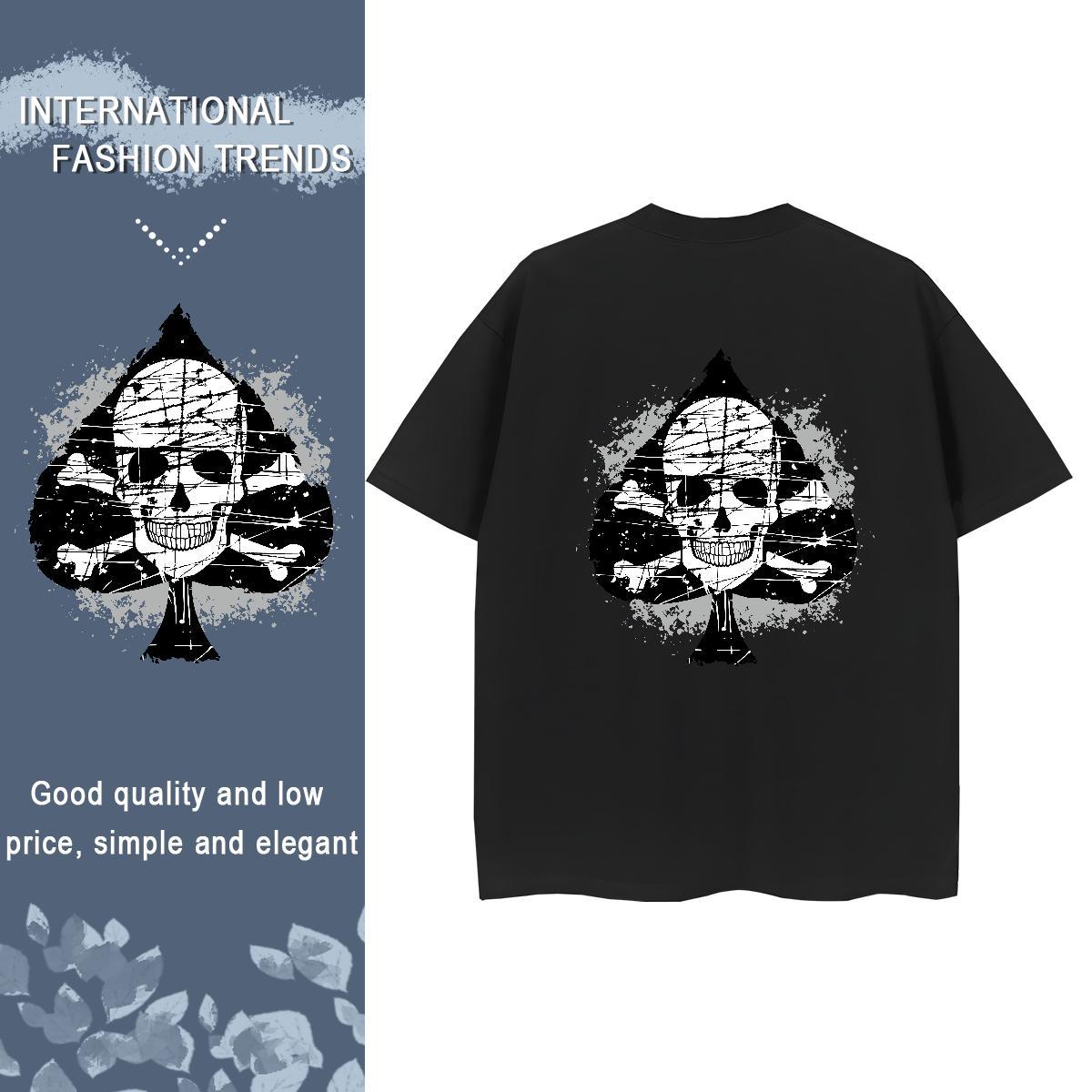 Brand T shirt 230g Cotton Breathable Street Casual skull Couples T Shirts Soft Anime Tops Shirt