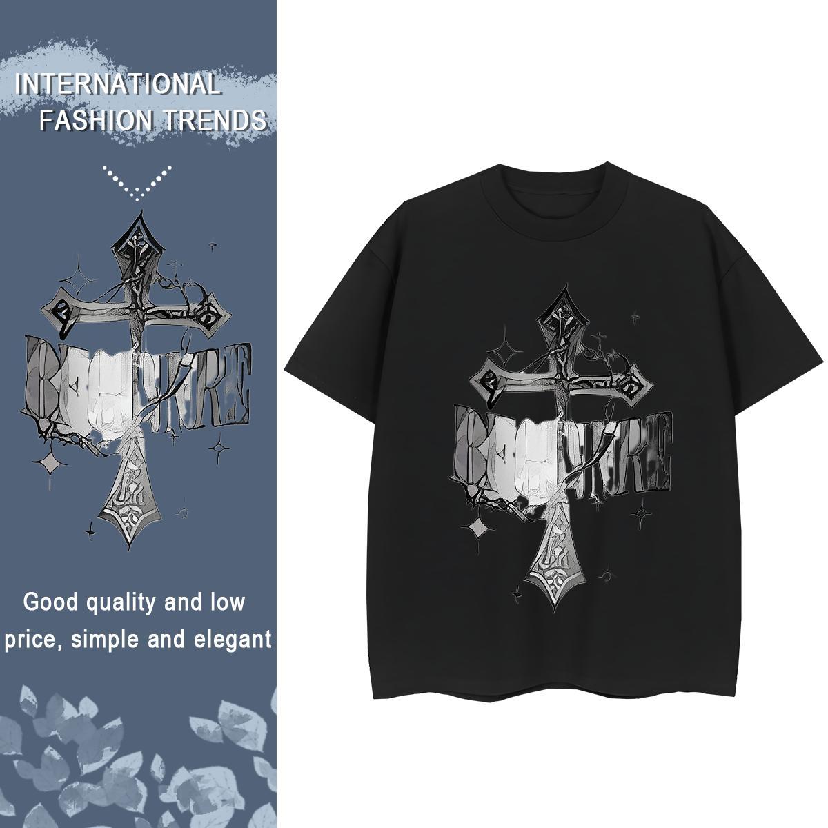 2024 Casual Womens T Shirts 230g Cotton Breathable Soft Daily Wear The Cross Tshirt for Man Woman Nice Cartoon Print Tops Shirt