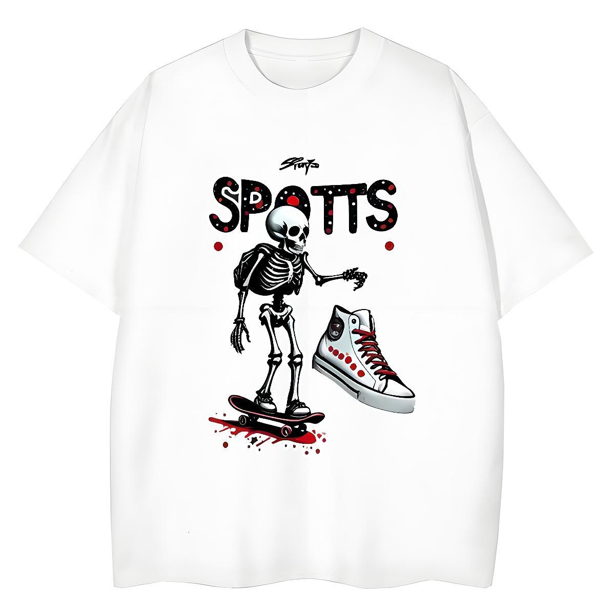 Classic T shirt 230g Cotton Breathable Soft Street skull Women Tees Popular White Plus Size Wear