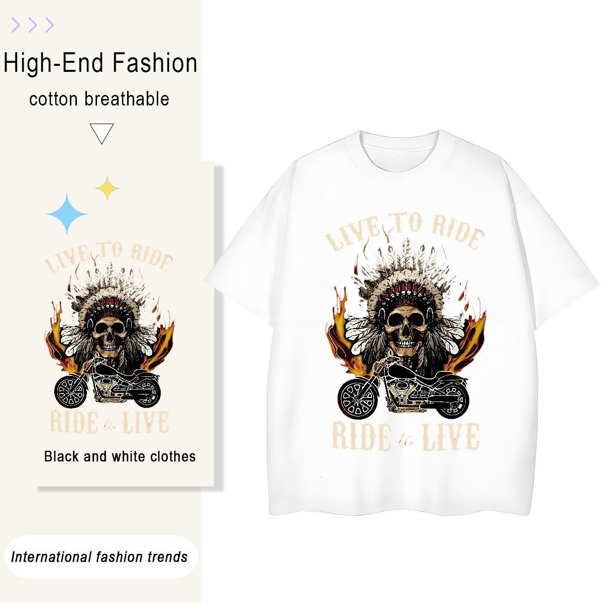 New Arrival T-Shirts 230g Cotton Breathable Street Casual skull Women Tees Comfortable Custom Printed Clothes Shirt