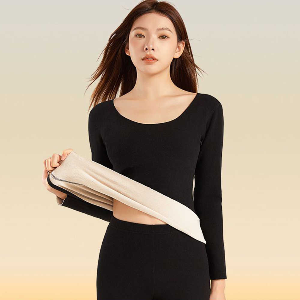Women's Thermal Underwear Womens hot underwear cashmere silk velvet thick underwear set womens 2-piece winter clothing womens hot clothing Y24101