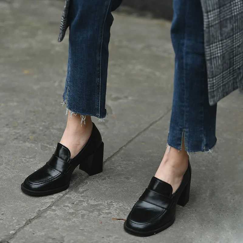 Autumn Women Pumps Loafers Chunky Heel Platform Shallow Oxfords Ladies Sandals Female Fashion College Office Dress ShoesLX241014