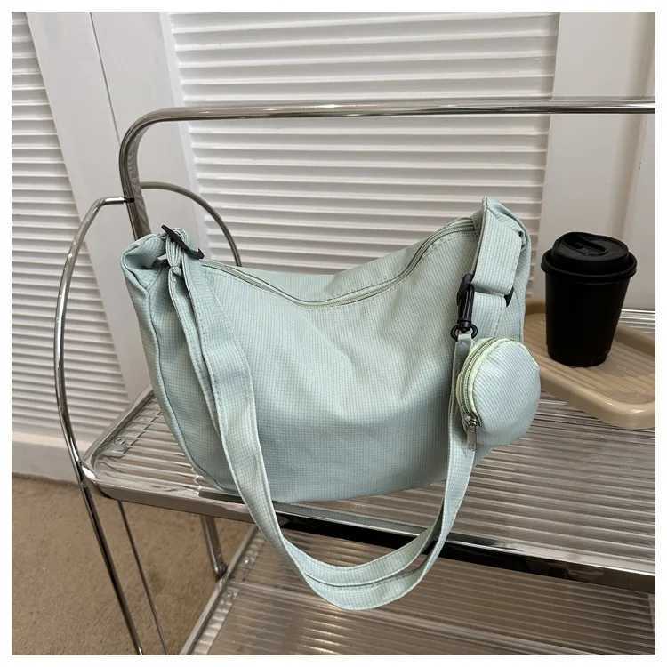 Canvas bag womens cross body bag large capacity forest leisure fully matched garbage bag shoulder bag M241014